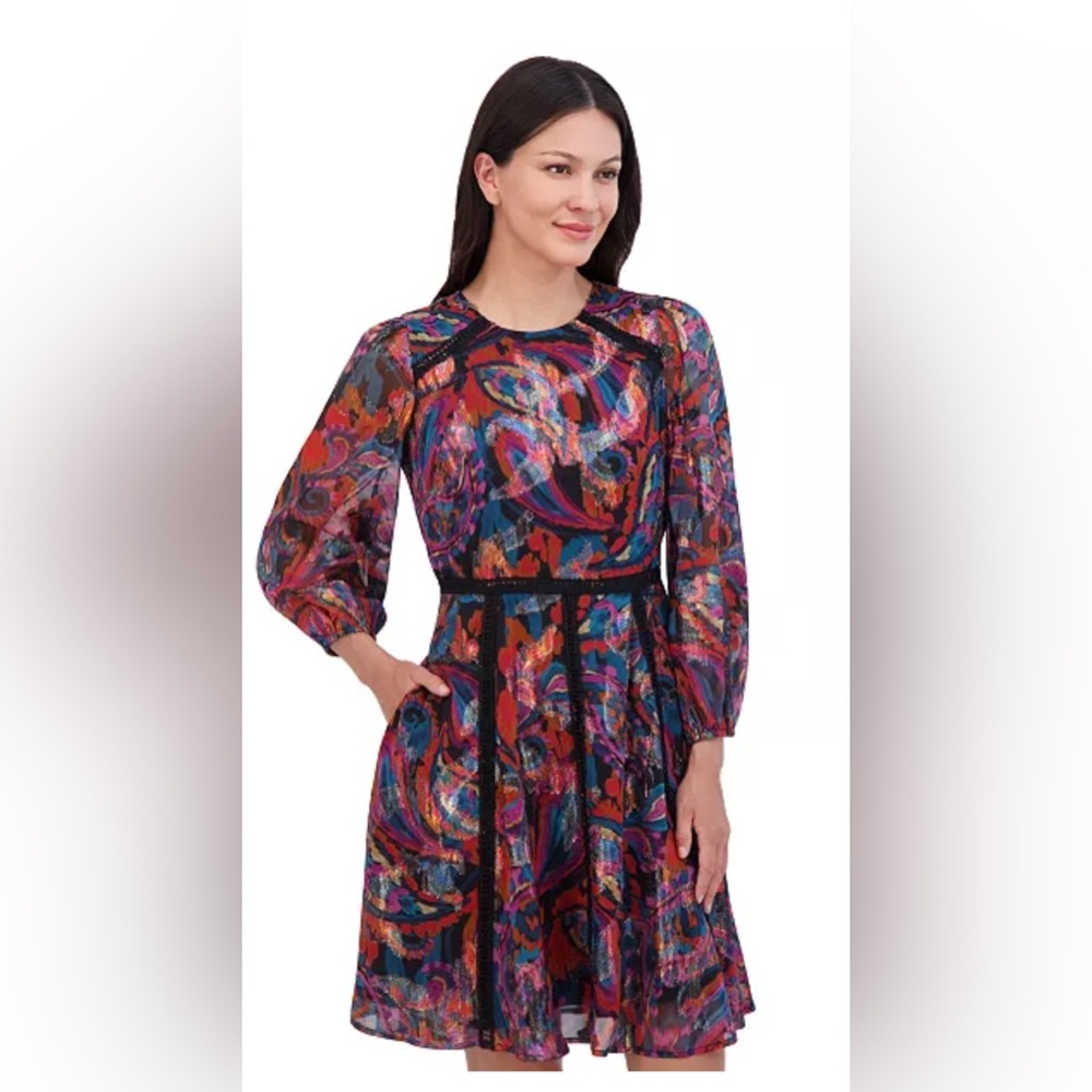 NWT Vince Camuto Cocktail Dress Multicolor Fit and Flare Size 8